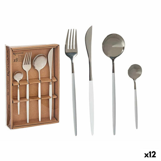 Cutlery Set Kinvara BST-CT022 White Silver Stainless steel (12 Units)-0