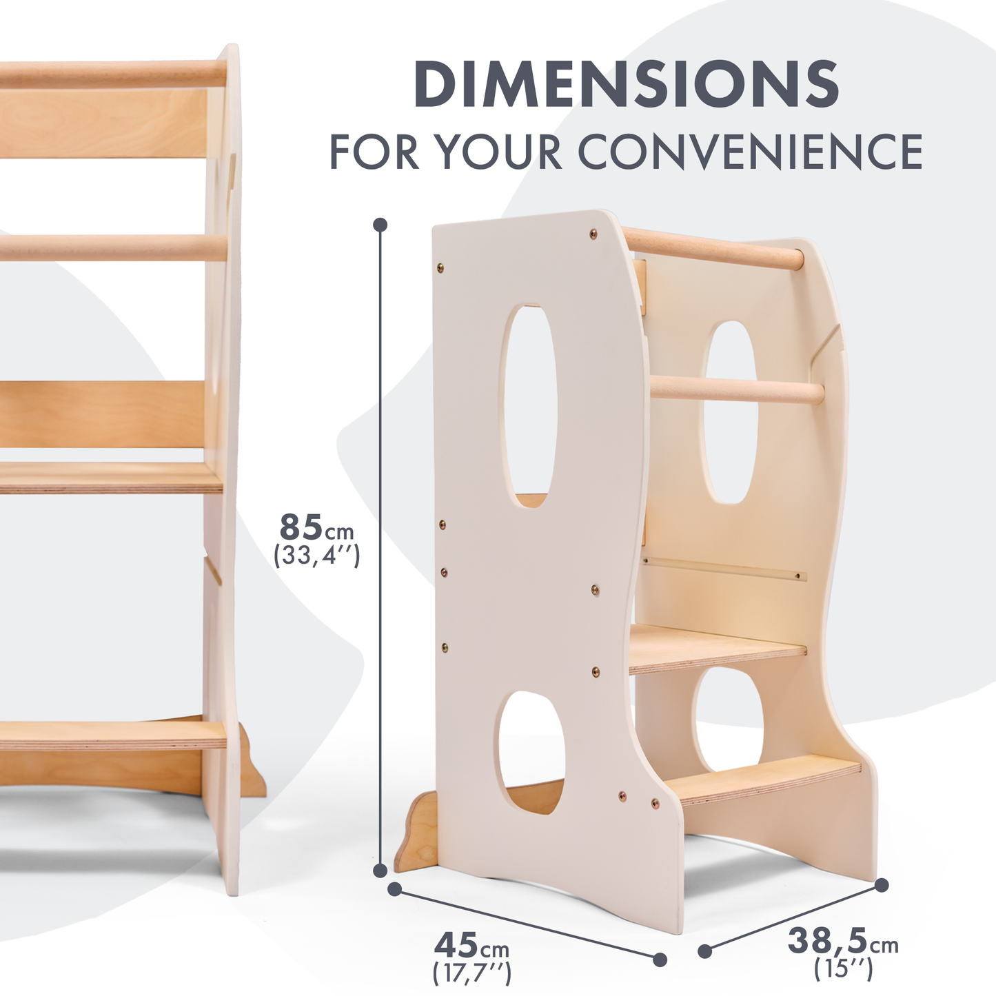 Stable Montessori learning tower Ivory-1
