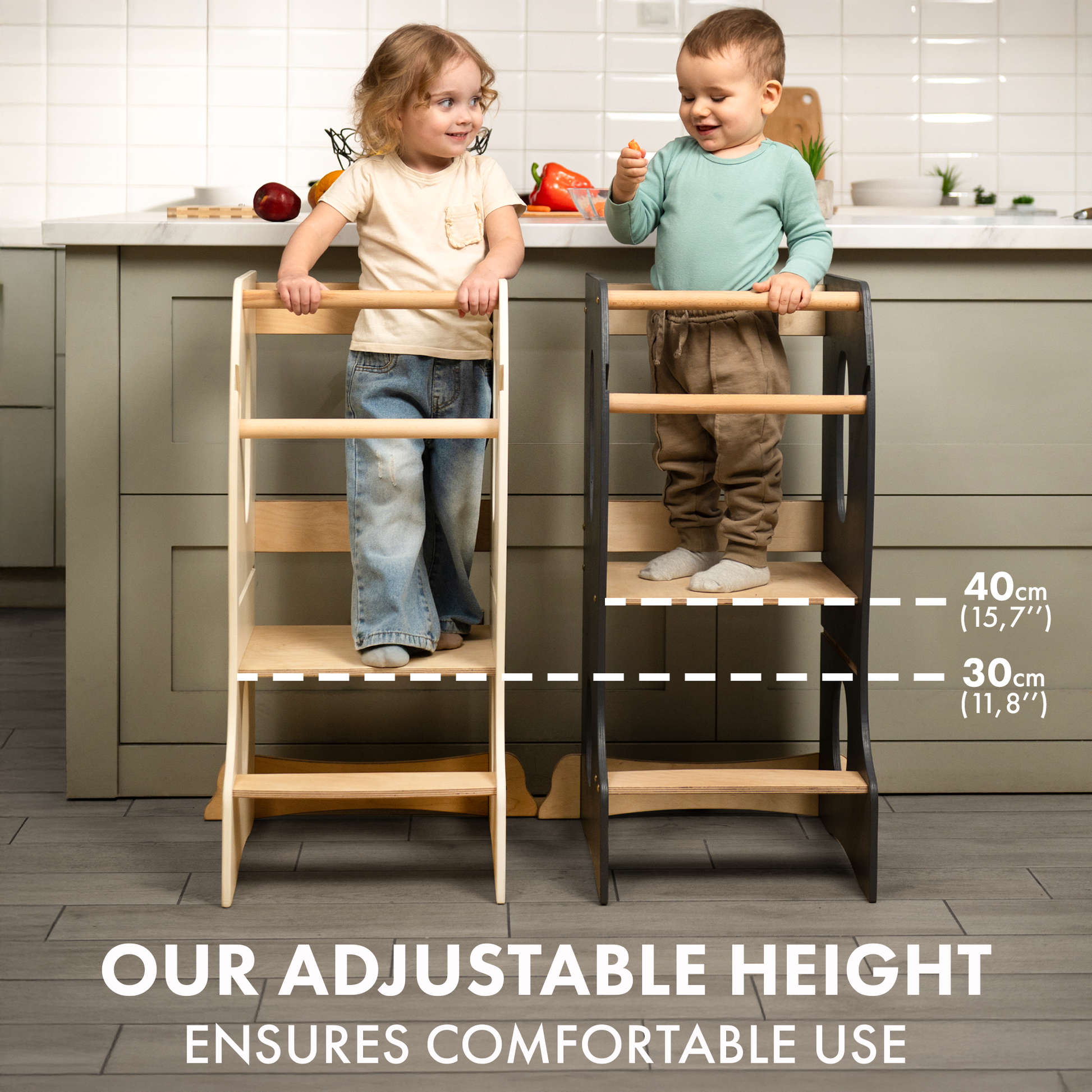 Stable Montessori learning tower Gray-3
