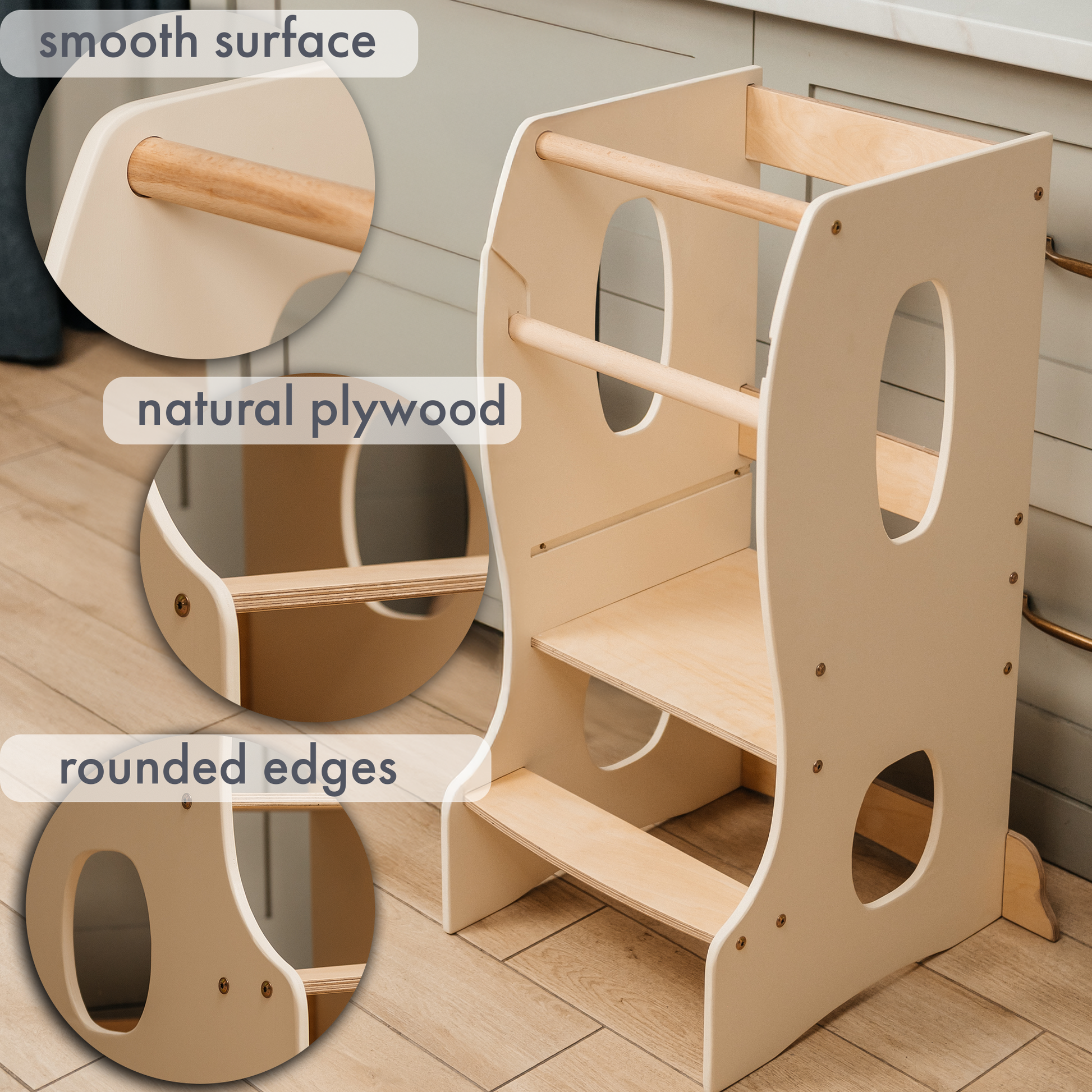 Stable Montessori learning tower Ivory-3