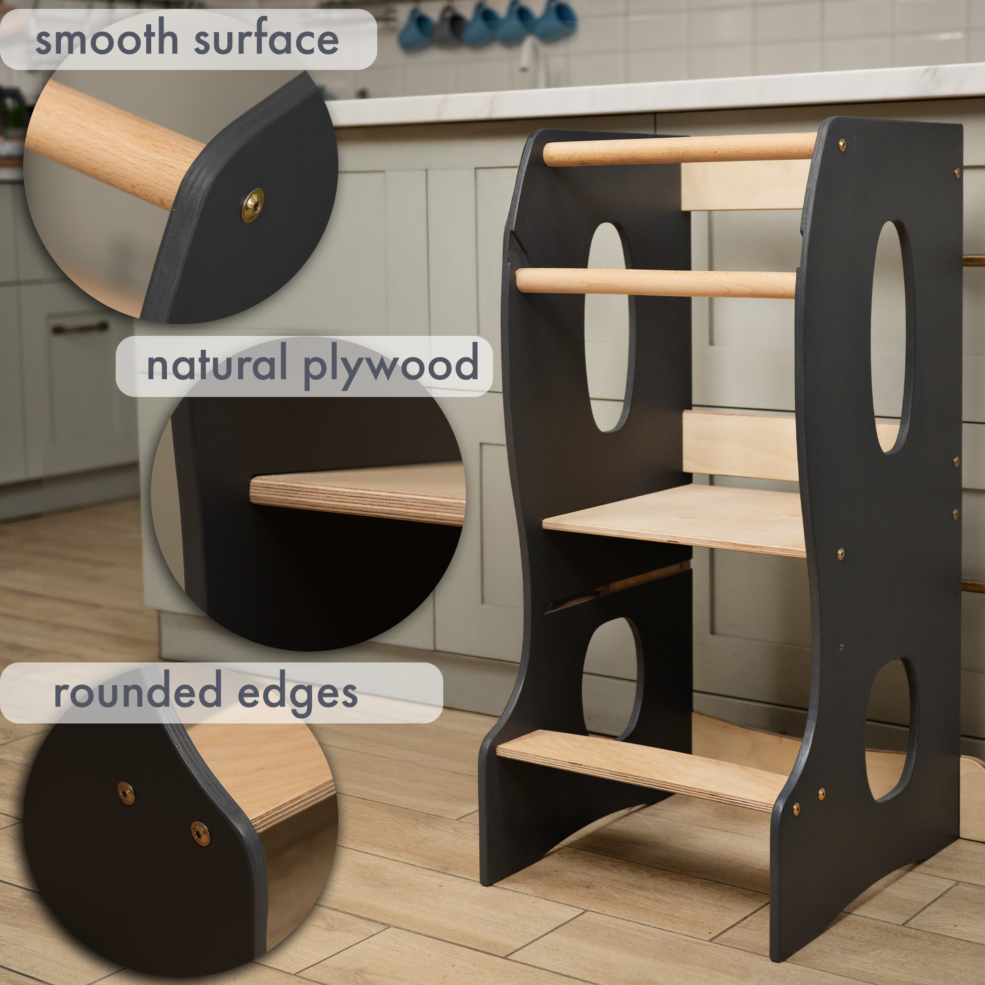 Stable Montessori learning tower Gray-2