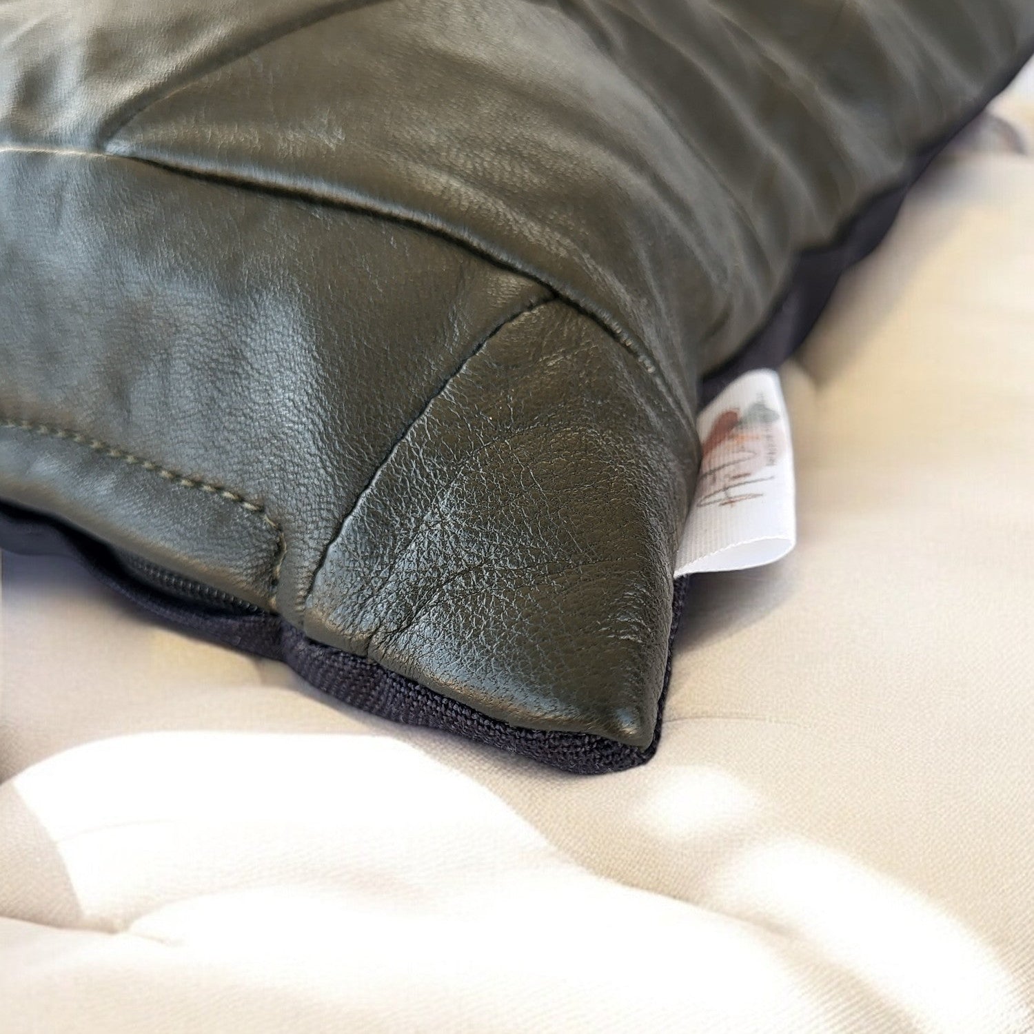 Exclusive Up-cycled Leather cushion cover - noG6-6