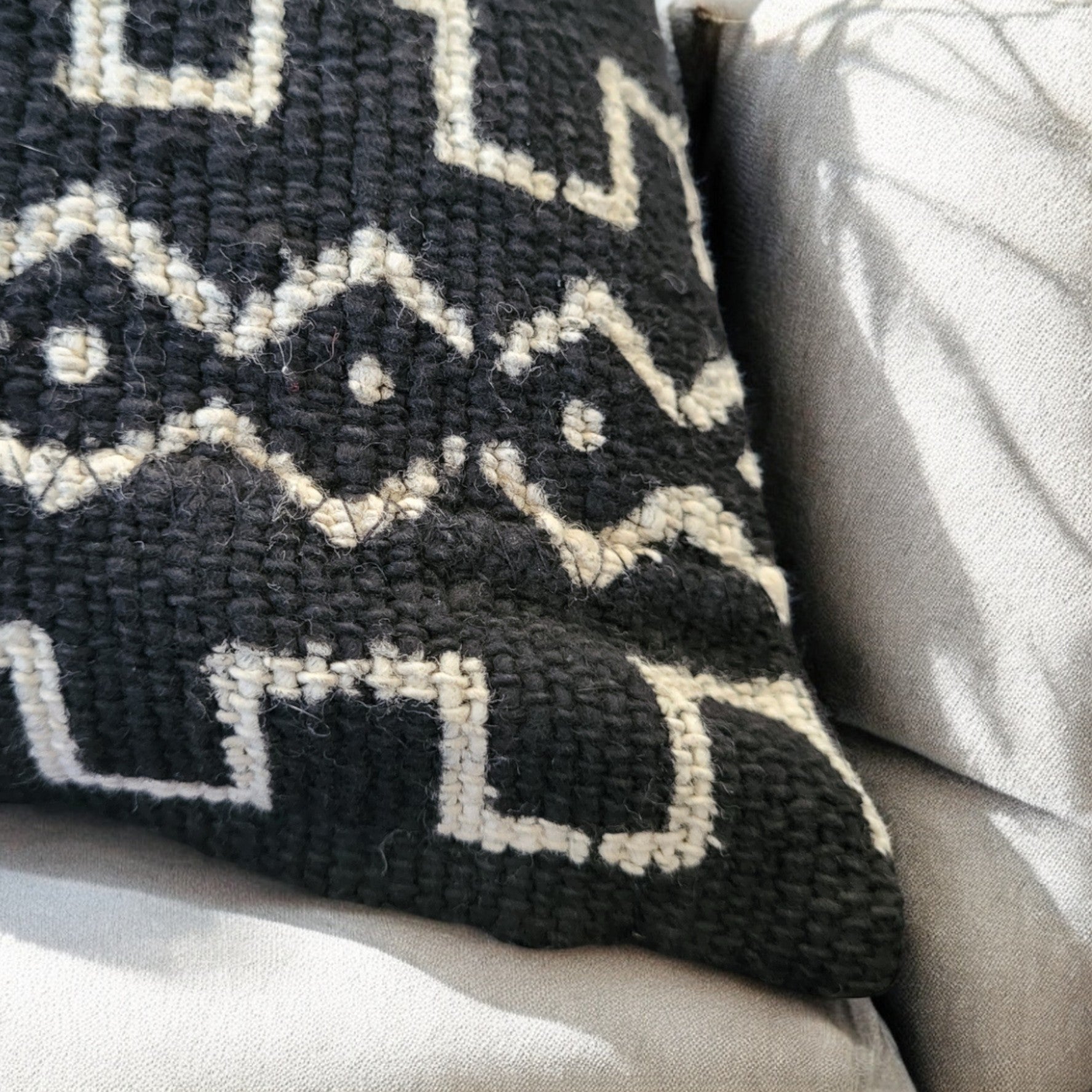 Black malian  mud cloth with primitive hand stamp design-5