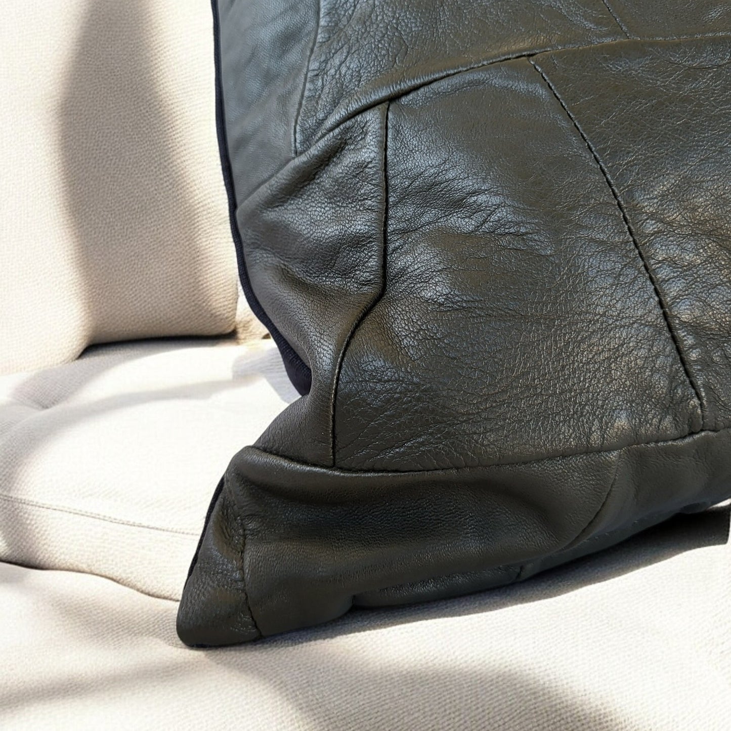 Exclusive Up-cycled Leather cushion cover - noG6-9