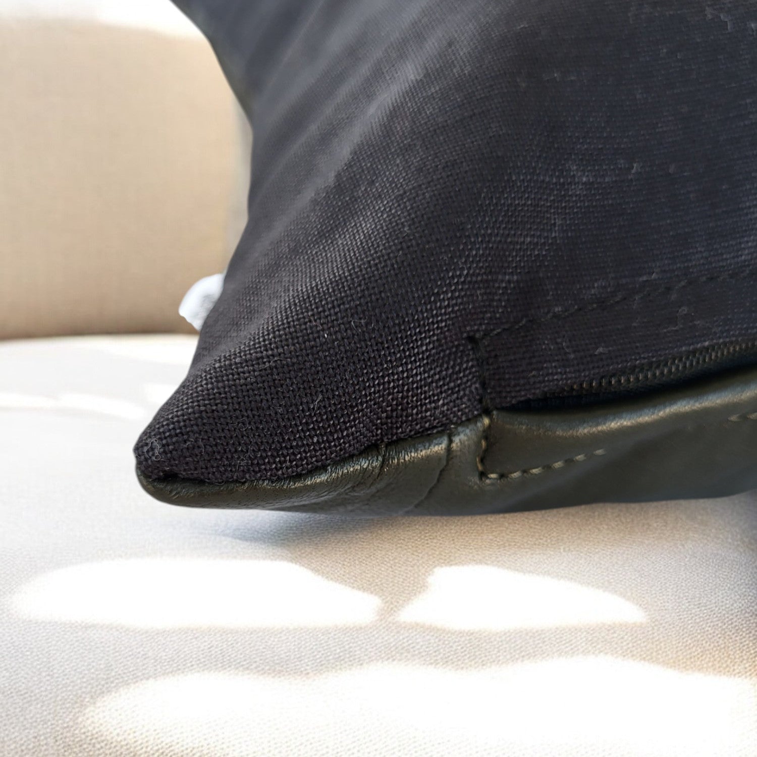 Exclusive Up-cycled Leather cushion cover - noG6-2