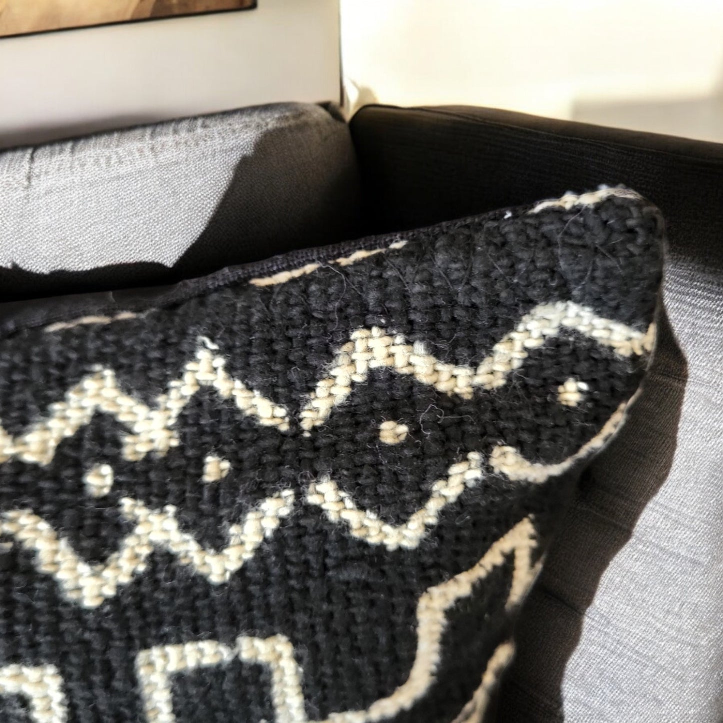 Black malian  mud cloth with primitive hand stamp design-3