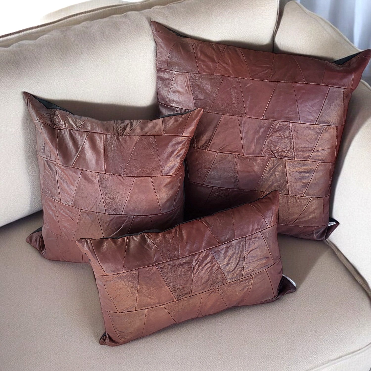 Exclusive Up-cycled Leather Pillowcases - N52-0