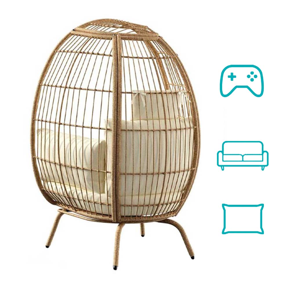 Wicker armchair with cushion-2
