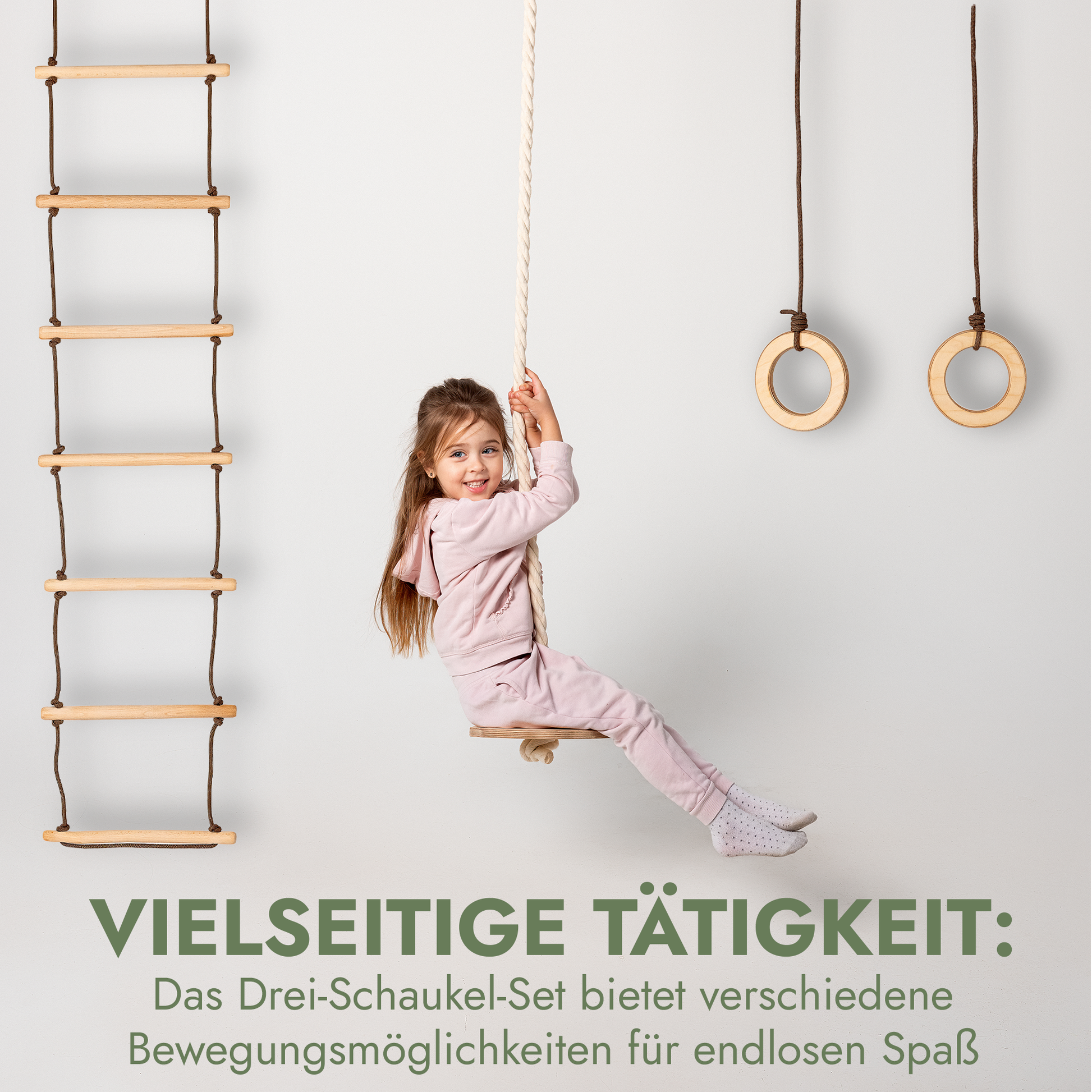 Set of three swings: disk + rings + rope ladder-2