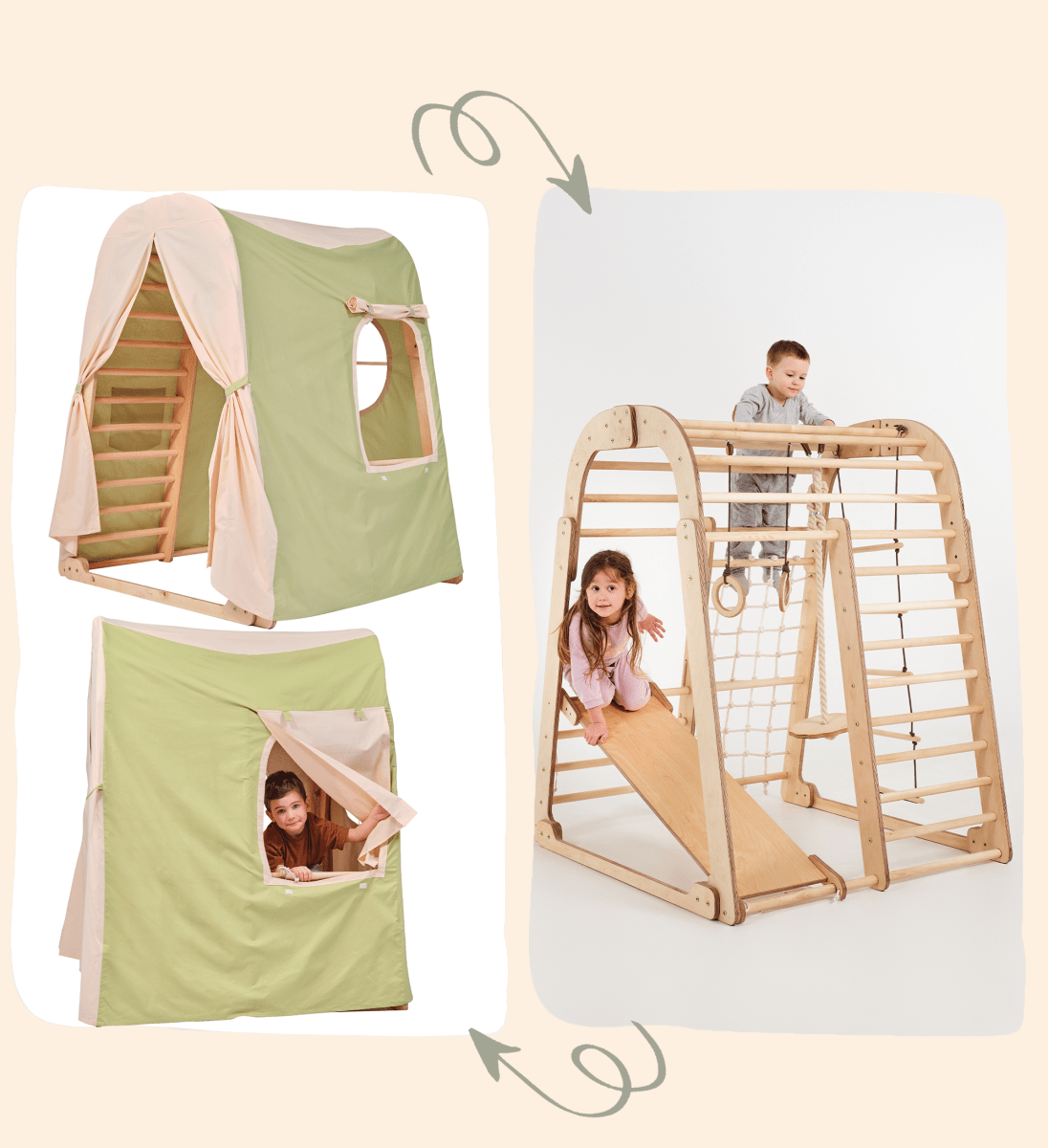 Play tent cover for indoor wooden playground-1
