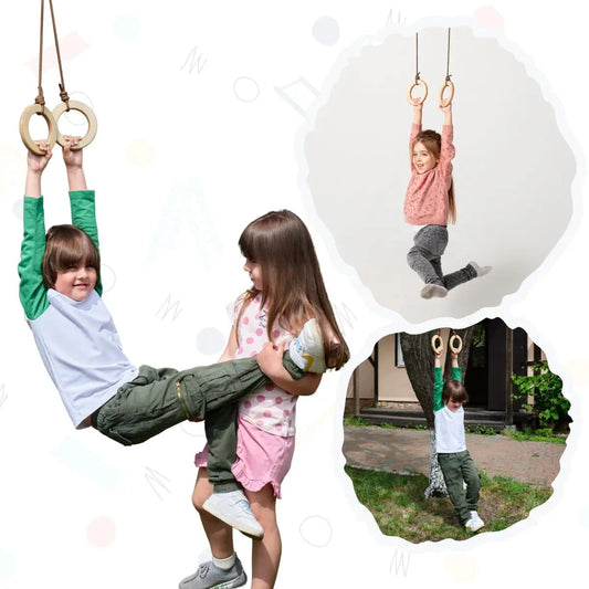 Wooden gymnastic rings for children-0