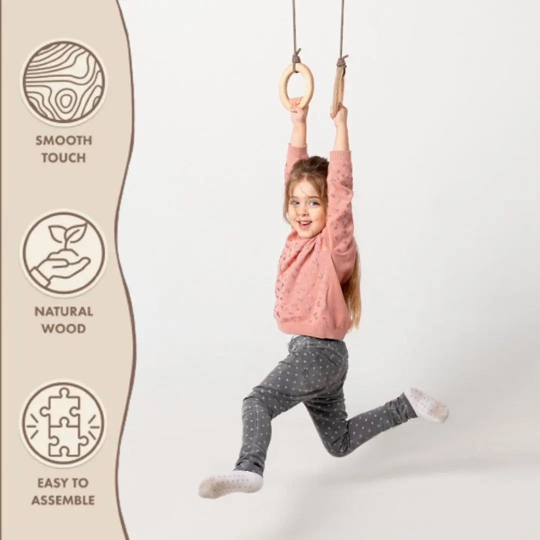 Wooden gymnastic rings for children-3
