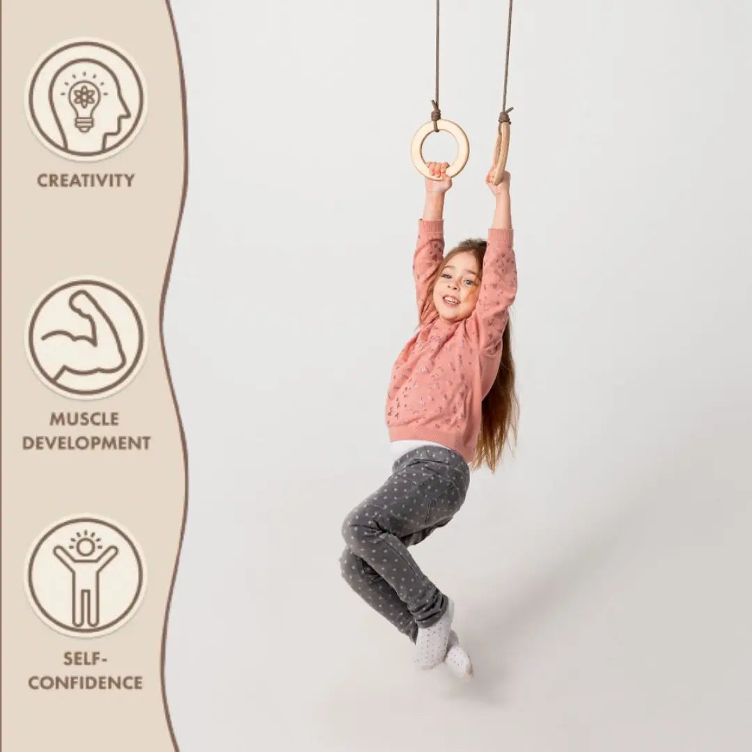 Wooden gymnastic rings for children-4